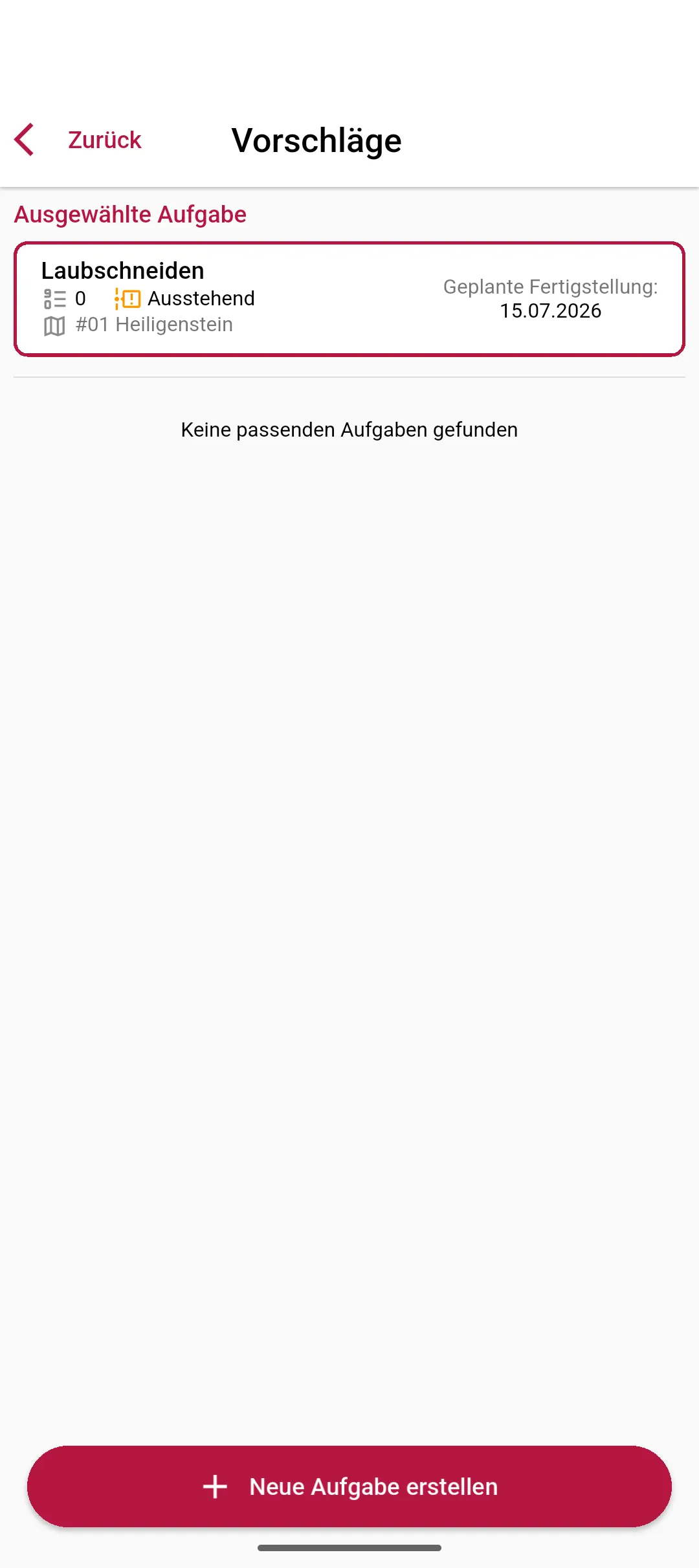 Vinitor App — automatische Aufgabenvorschläge aus der aufgezeichneten Route